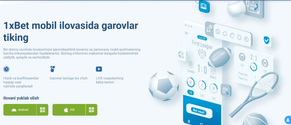 1xbet mobile uz — Android va iOS uchun rasmiy ilova